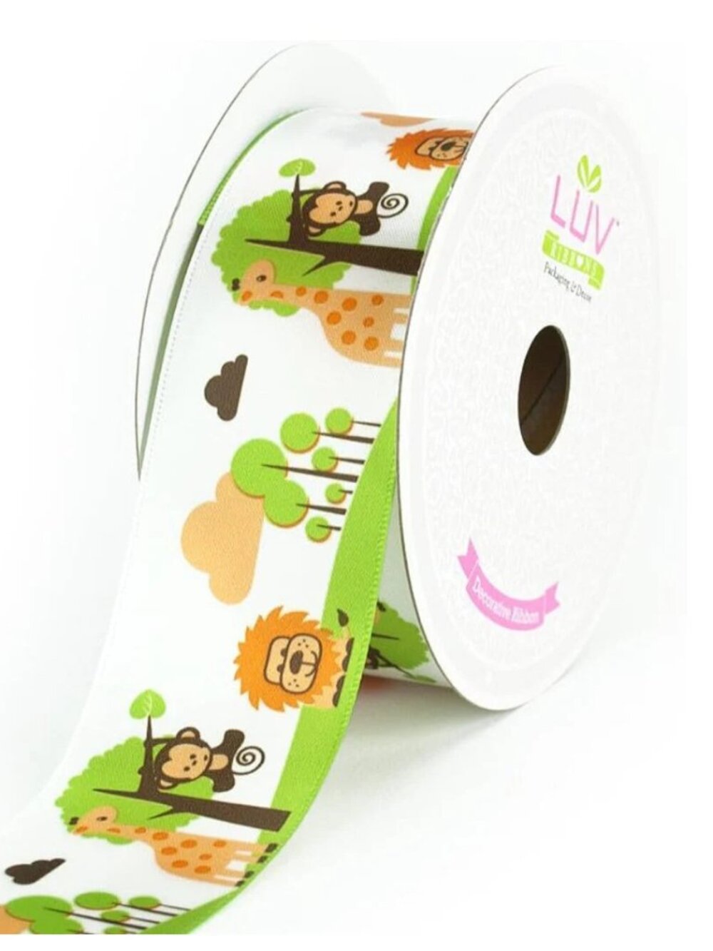Cute Jungle Safari Animals Grosgrain Ribbon 1.5 Inch 10 Yds DIY Gift Wrap